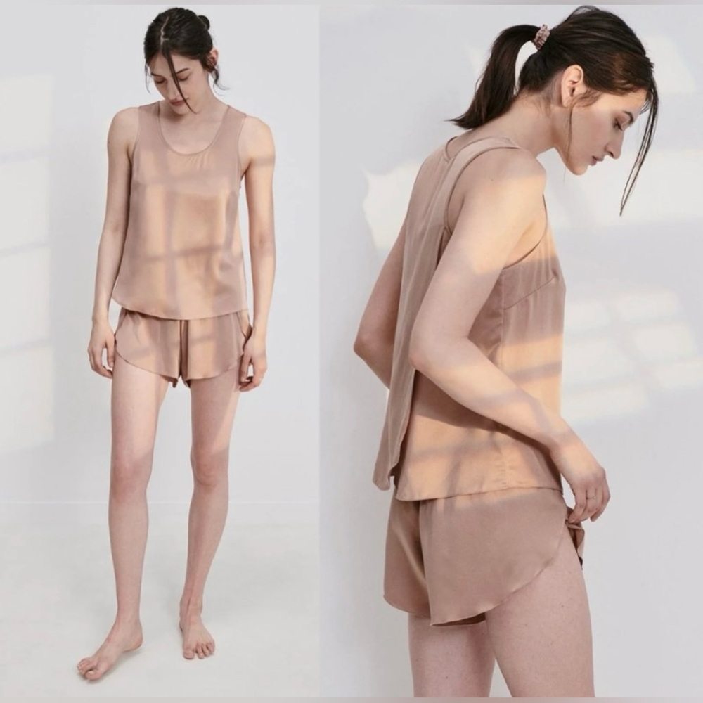 lunya Silk Tank & Short Pajama Set in Blush